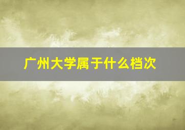 广州大学属于什么档次