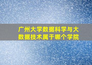 广州大学数据科学与大数据技术属于哪个学院