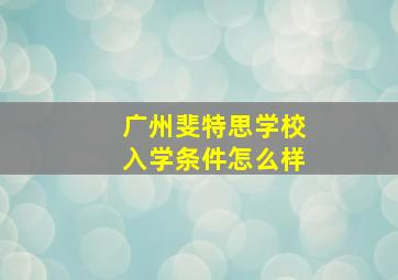 广州斐特思学校入学条件怎么样