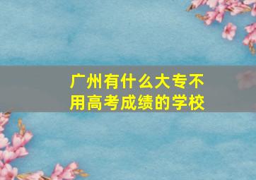 广州有什么大专不用高考成绩的学校