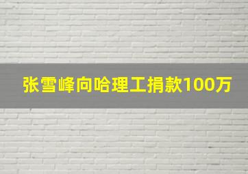 张雪峰向哈理工捐款100万