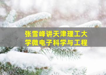 张雪峰讲天津理工大学微电子科学与工程