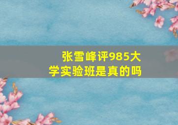 张雪峰评985大学实验班是真的吗