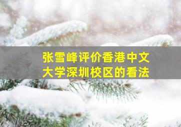 张雪峰评价香港中文大学深圳校区的看法