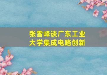 张雪峰谈广东工业大学集成电路创新