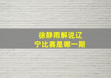 徐静雨解说辽宁比赛是哪一期