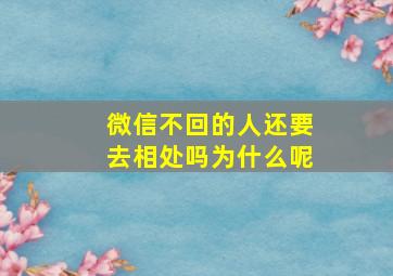 微信不回的人还要去相处吗为什么呢