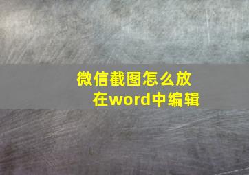 微信截图怎么放在word中编辑