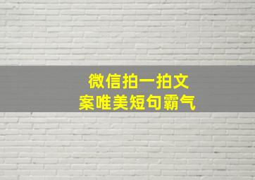 微信拍一拍文案唯美短句霸气