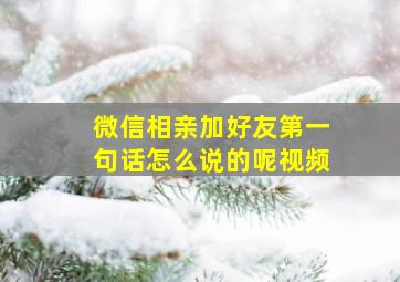 微信相亲加好友第一句话怎么说的呢视频