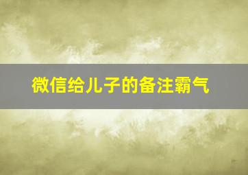 微信给儿子的备注霸气