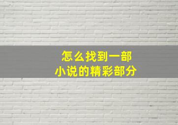 怎么找到一部小说的精彩部分