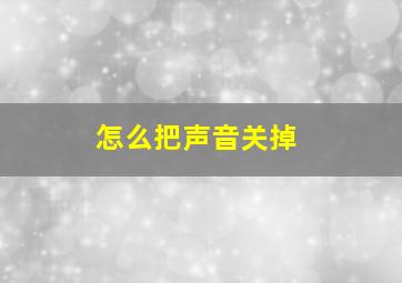 怎么把声音关掉