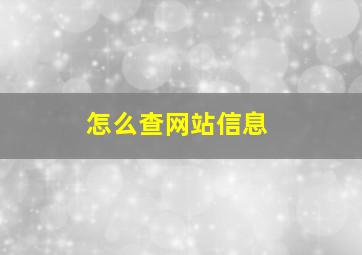 怎么查网站信息