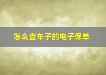 怎么查车子的电子保单