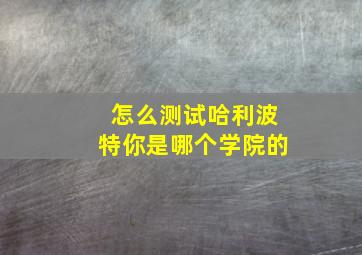 怎么测试哈利波特你是哪个学院的