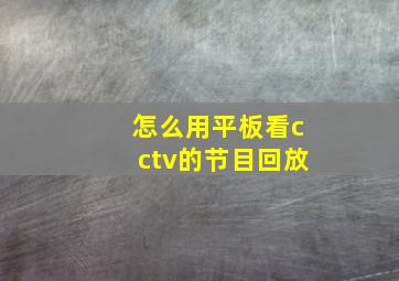 怎么用平板看cctv的节目回放