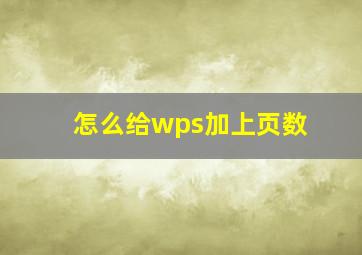 怎么给wps加上页数