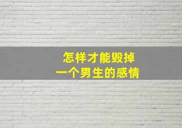 怎样才能毁掉一个男生的感情