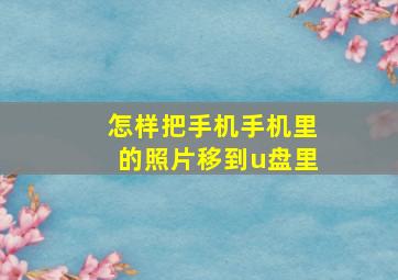 怎样把手机手机里的照片移到u盘里