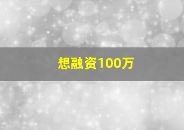 想融资100万