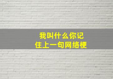 我叫什么你记住上一句网络梗