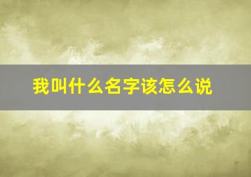 我叫什么名字该怎么说