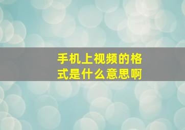 手机上视频的格式是什么意思啊