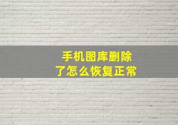 手机图库删除了怎么恢复正常