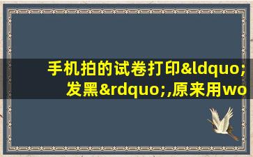 手机拍的试卷打印“发黑”,原来用word就能解决