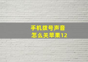 手机拨号声音怎么关苹果12