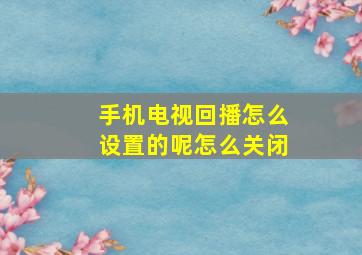 手机电视回播怎么设置的呢怎么关闭