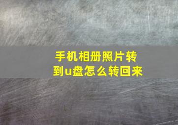 手机相册照片转到u盘怎么转回来