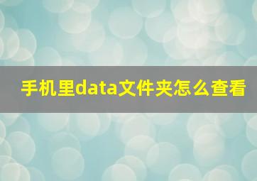 手机里data文件夹怎么查看