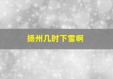 扬州几时下雪啊