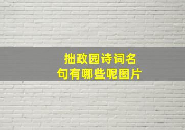 拙政园诗词名句有哪些呢图片