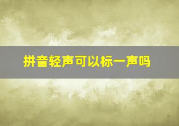 拼音轻声可以标一声吗