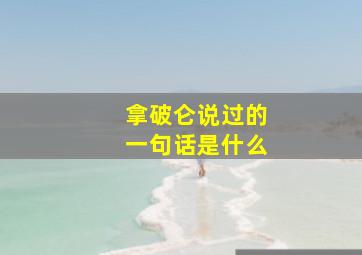 拿破仑说过的一句话是什么