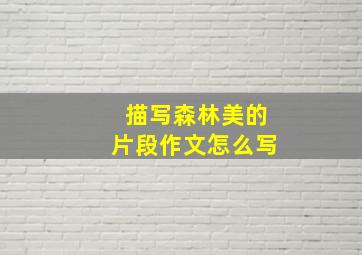 描写森林美的片段作文怎么写