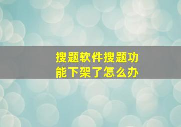 搜题软件搜题功能下架了怎么办