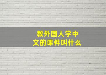 教外国人学中文的课件叫什么