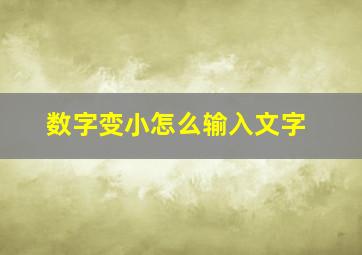 数字变小怎么输入文字