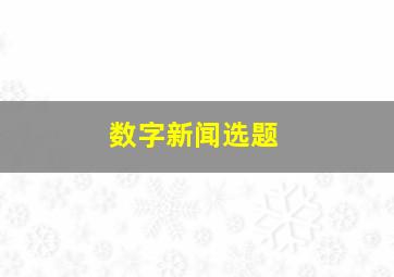 数字新闻选题