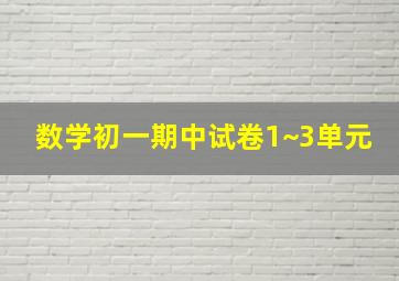 数学初一期中试卷1~3单元