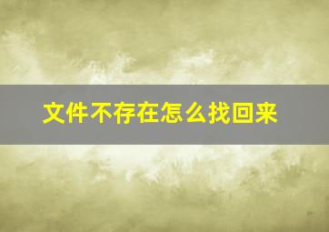 文件不存在怎么找回来