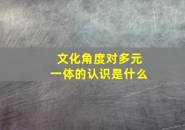 文化角度对多元一体的认识是什么