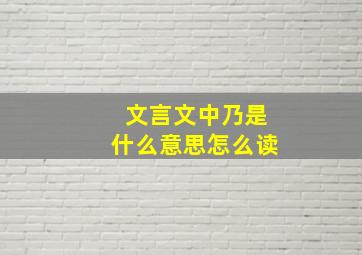 文言文中乃是什么意思怎么读