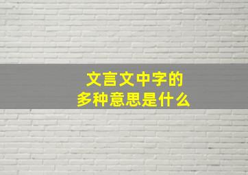 文言文中字的多种意思是什么