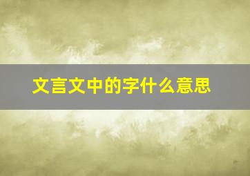 文言文中的字什么意思