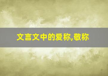 文言文中的爱称,敬称